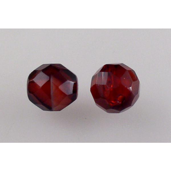 ファセット加工のラウンド型ファセットポリッシュビーズ、ミックスホワイトレッド(06708)、ガラス、チェコ共和国