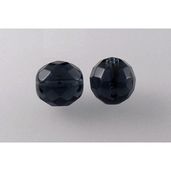 Fire Polished Faceted Beads Round 12 mm, Transparent Dark Blue (30320), Bohemia Crystal Glass, Czechia 15119001