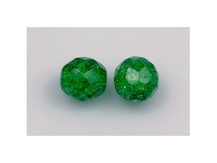 OUTLET 10 grams Faceted Round Fire Polished Beads, 12 x 12 mm, Emerald Green Cracked (50120-85500), Glass, Czech Republic