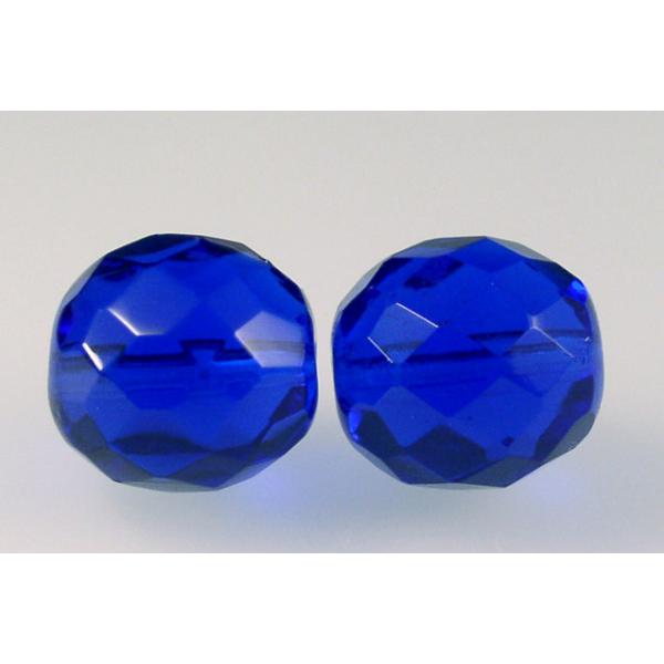 Fire Polished Faceted Beads Round 14 mm, Cobalt (30050), Bohemia Crystal Glass, Czechia 15119001