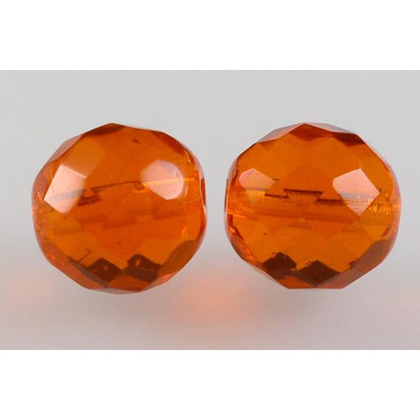 Fire Polished Faceted Beads Round 14 mm, Transparent Orange (90040), Bohemia Crystal Glass, Czechia 15119001
