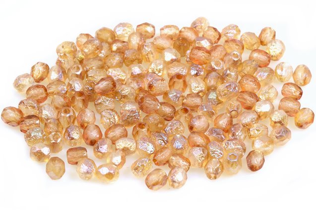 Faceted Round Fire Polished Beads, Crystal Etched 22501 (00030-LEPT-22501), Glass, Czech Republic