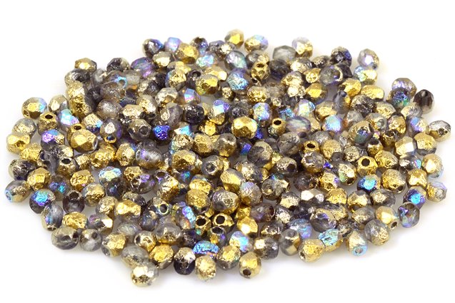 Faceted Round Fire Polished Beads, Crystal Etched 98536 (00030-LEPT-98536), Glass, Czech Republic