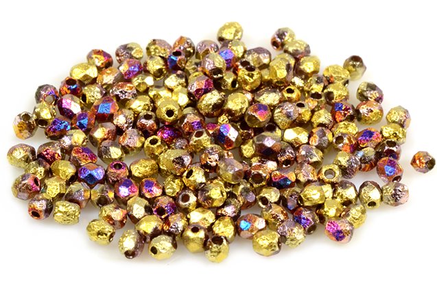 ファセットラウンドファイアポリッシュビーズ、クリスタルエッチング98545(00030-LEPT-98545)、ガラス、チェコ共和国