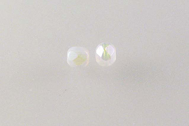 多面圆形火抛光珠,蛋白石白色 Ab(01000-28701),玻璃,捷克共和国