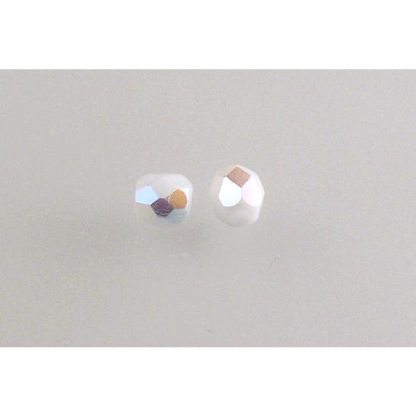 アウトレット 250g ラウンドファセットファイアポリッシュビーズ、チョークホワイトAB(03000-28701)、ガラス、チェコ共和国