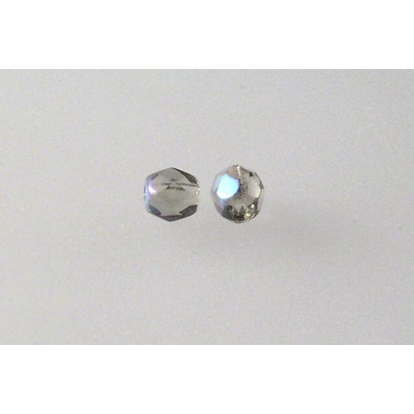 ファイアポリッシュファセットビーズラウンド、グレーAB(40010-28701)、ボヘミアクリスタルガラス、チェコ共和国