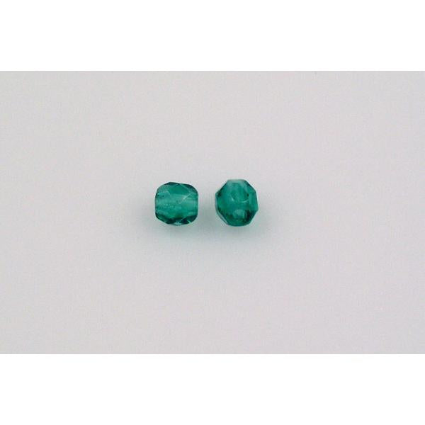 Fire Polished Faceted Beads Round 4 mm, Transparent Green Emerald (50710), Bohemia Crystal Glass, Czechia 15119001