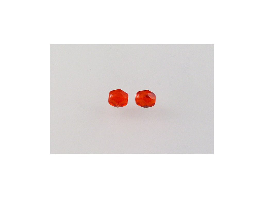 Fire Polished Faceted Beads Round Light Siam Glass Czech Republic