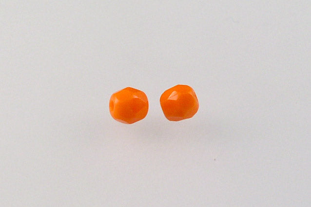 OUTLET 250g Round Faceted Fire Polished Beads, Deep Orange (93140), Glass, Czech Republic