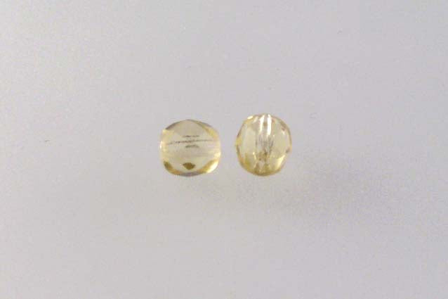 ファセット加工ビーズ ラウンド型 透明ライトトパーズイエロー (10020) ボヘミアクリスタルガラス チェコ共和国