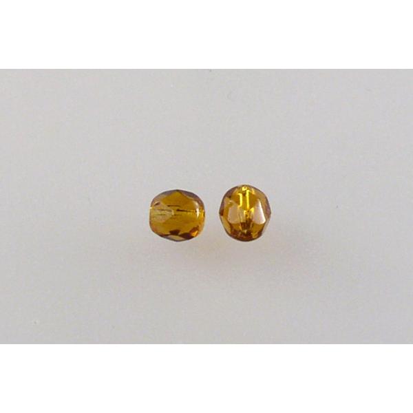 圆形火抛光刻面珠,透明棕色(10110),波西米亚水晶玻璃,捷克共和国