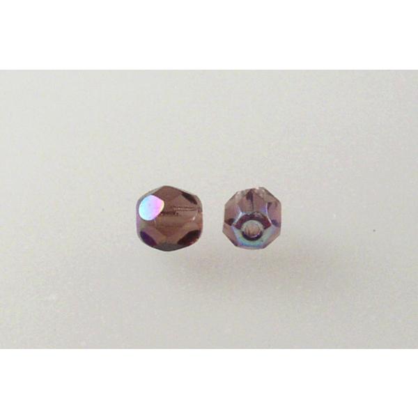 ファセット加工ビーズ ラウンド、透明ライトアメジストAB(20050-28701)、ボヘミアクリスタルガラス、チェコ共和国