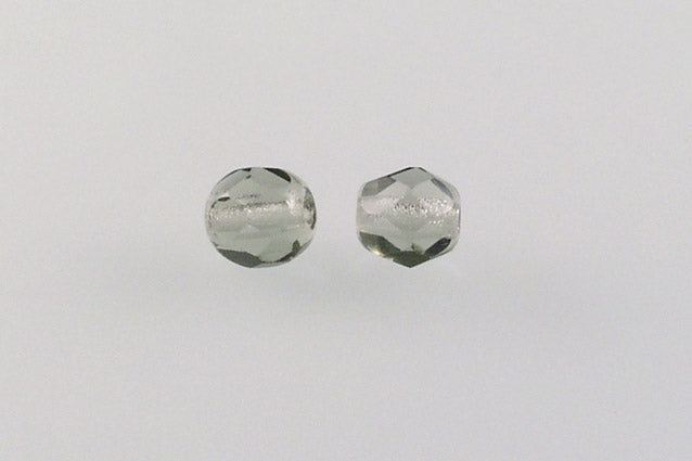 多面圆形火抛光珠,灰色(40010),玻璃,捷克共和国