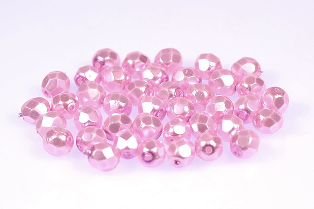 Fire Polished Faceted Beads Round 6 mm, Chalk White 70475 (3000-70475), Bohemia Crystal Glass, Czechia 15119001