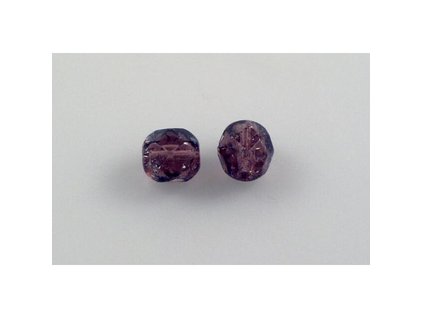 OUTLET 10 grams Faceted Round Fire Polished Beads, 6 x 6 mm, Amethyst Cracked (20060-85500), Glass, Czech Republic
