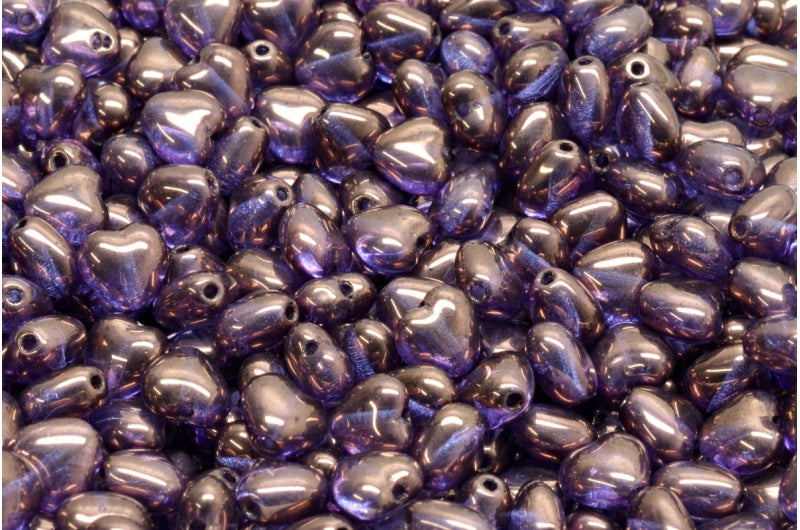 Heart Beads, Crystal Purple (00030-15726), Glass, Czech Republic