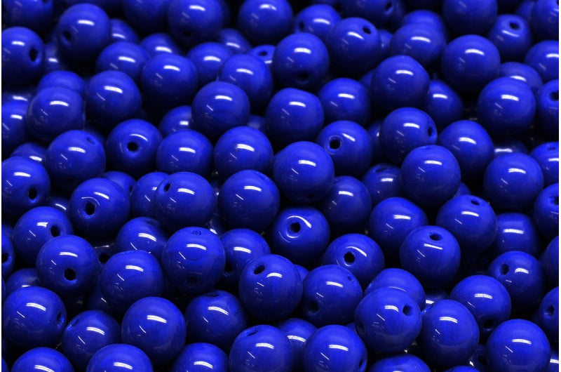 OUTLET 10 grams Round Druck Beads, 6 x 6 mm, Opaque Blue (33070), Glass, Czech Republic