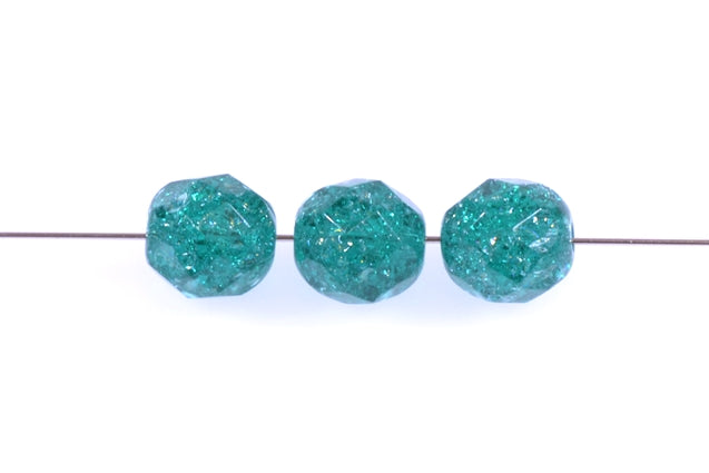 Fire Polished Faceted Beads Round 8 mm, Transparent Aqua Cracked (60230-85500), Bohemia Crystal Glass, Czechia 15119001