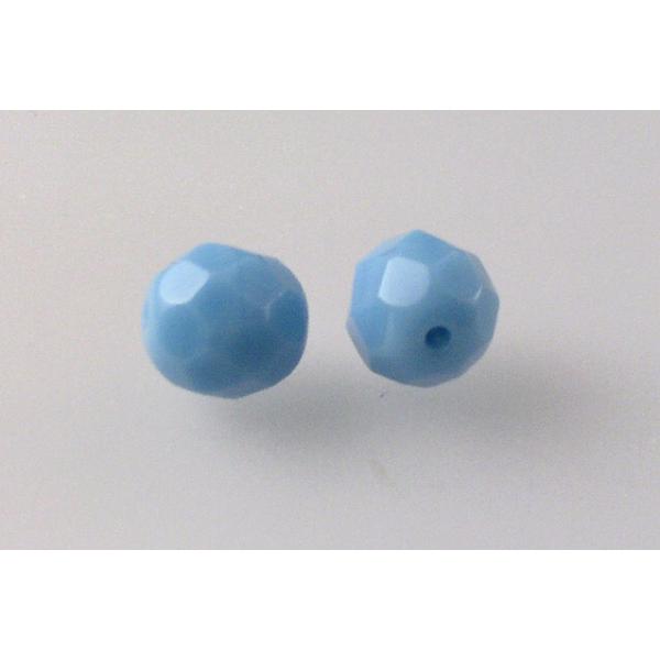 多面圆形火抛光珠,蓝色(63020),玻璃,捷克共和国