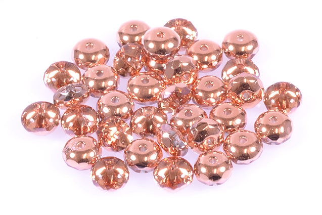 ファセット加工ビーズロンデル、クリスタルローズゴールドカプリ(00030-27101)、ガラス、チェコ共和国