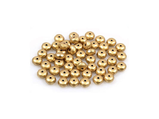 OUTLET 10 grams Faceted Rondelle Fire Polished Beads, 7 x 7 mm, Aztec Pale Gold (01710), Glass, Japan