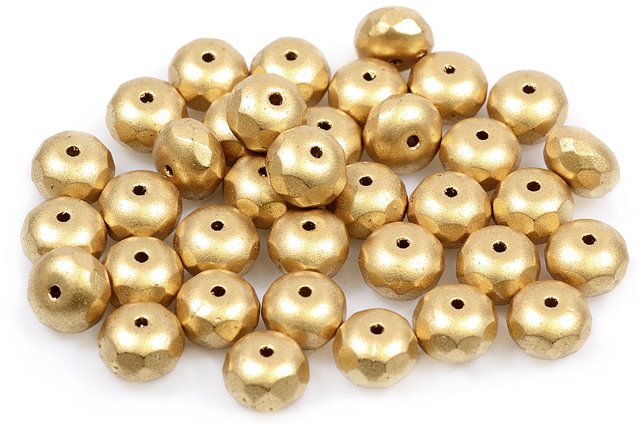 OUTLET 10 grams Faceted Rondelle Fire Polished Beads, Aztec Pale Gold (01710), Glass, Czech Republic