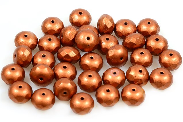Fire Polished Faceted Beads Rondelle, Copper Matt (01750), Glass, Czech Republic