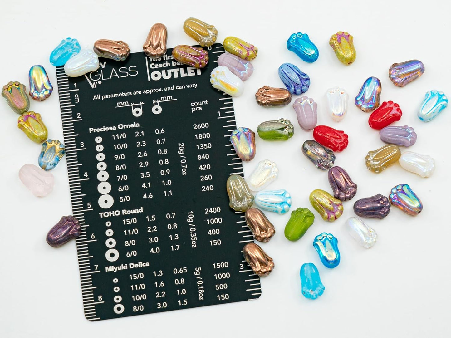 Tulip Bud Flower Glass Beads for Jewelry Making, Czech Republic, 12 x 8 mm, Mixed Colors