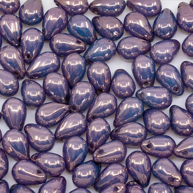 OUTLET 10 grams Drop Beads, 6 x 9 mm, Opal White Bronze (01000-14415), Glass, Czech Republic