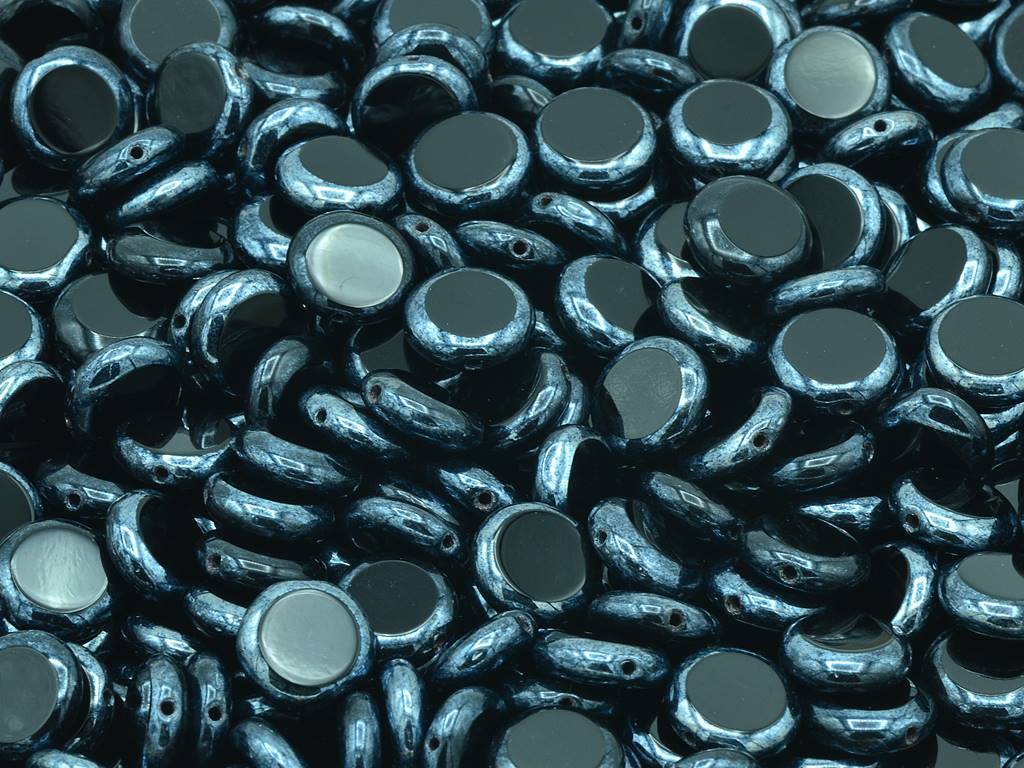 椭圆形桌切珠,黑色赤铁矿(23980-14400),玻璃,捷克共和国