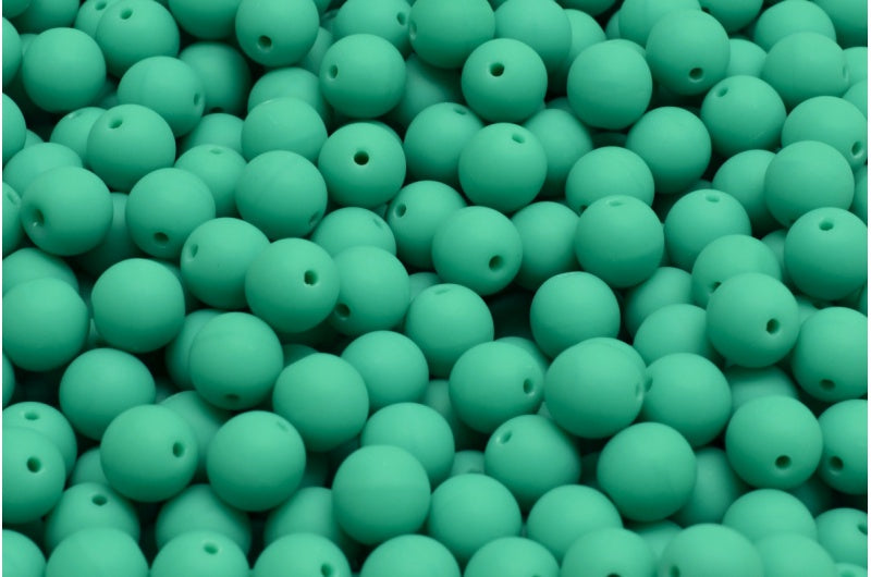 Round Druck Beads, Turquoise Matte (63130-84100), Glass, Czech Republic