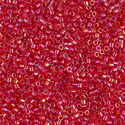 MIYUKI Delica Rocailles Seed Beads, Transp Lt. Siam Ab (DB0172), Glass, Japan