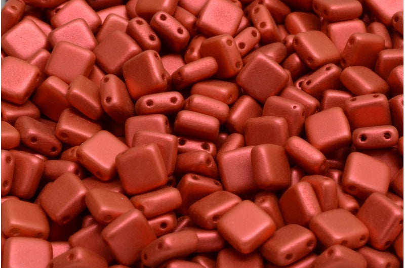 2穴プレスタイルビーズ、ホワイトラバレッド(02010-01890)、ガラス、チェコ共和国