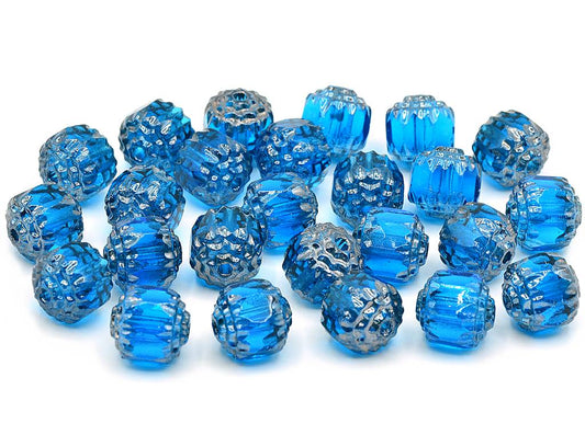 アウトレット 10グラム ファセットビーズ カテドラル、8 x 8 mm、透明アクア 91436 (60040-91436)、ガラス、チェコ共和国