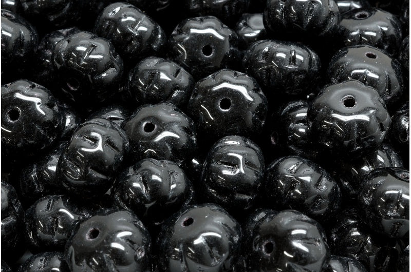 Pumpkin Beads, Black (23980), Glass, Czech Republic