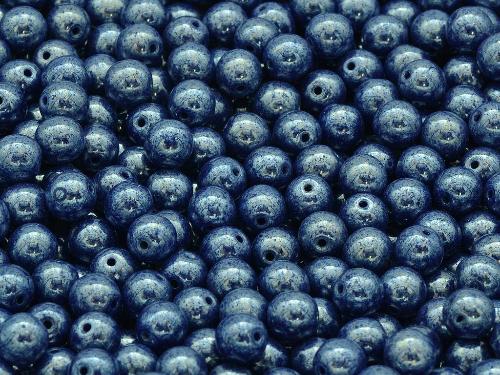 ラウンドドラックビーズ、不透明ブルーヘマタイト(33070-14400)、ガラス、チェコ共和国