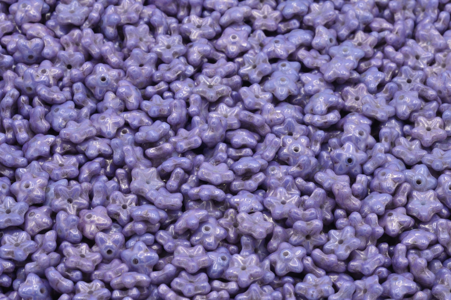 Pressed Beads Flower, Chalk White Purple (03000-15726), Glass, Czech Republic