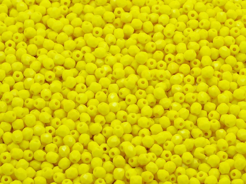 Faceted Round Fire Polished Beads, Yellow (83120), Glass, Czech Republic