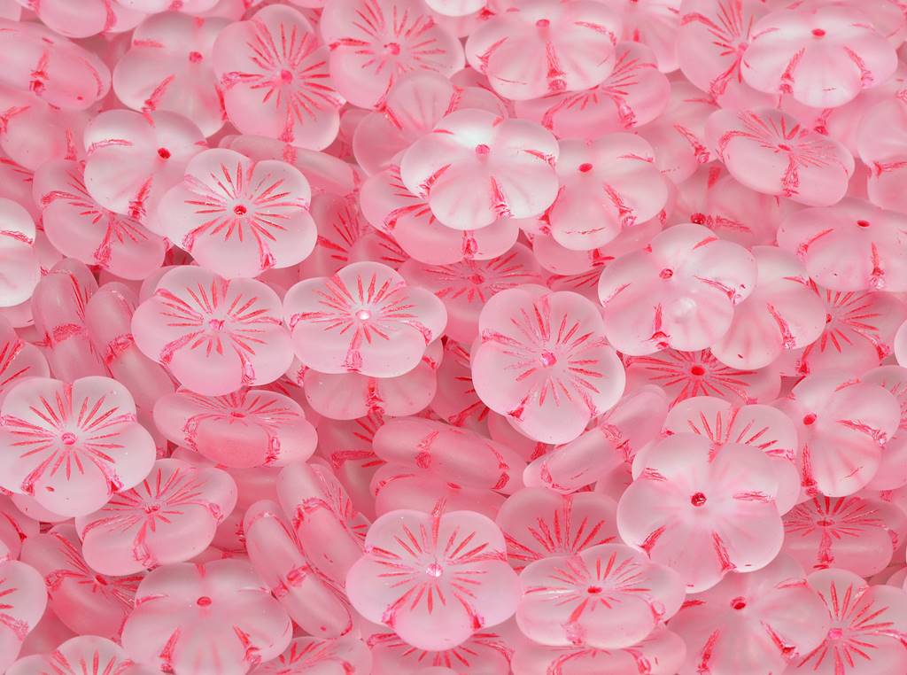 Cherry Flower Beads, Crystal Matte Light Blue Lined (00030-84110-54308), Glass, Czech Republic