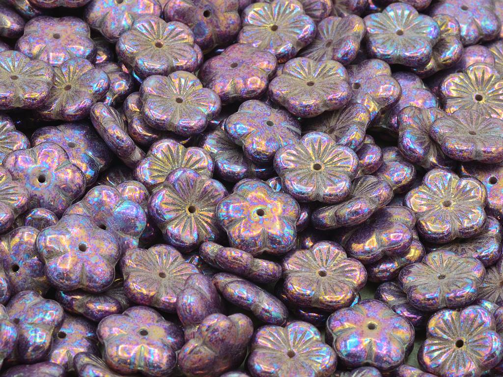 チェリーフラワービーズ、チョークホワイトベガアイリス(03000-15781)、ガラス、チェコ共和国