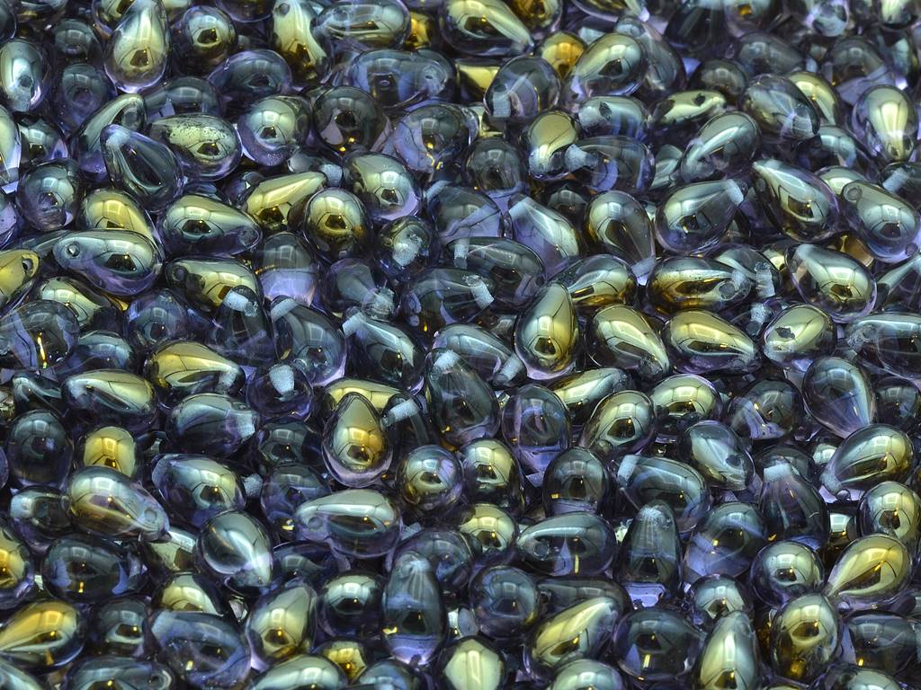 Drop Beads, Transparent Light Amethyst Crystal Bronze Capri (20210-22601), Glass, Czech Republic
