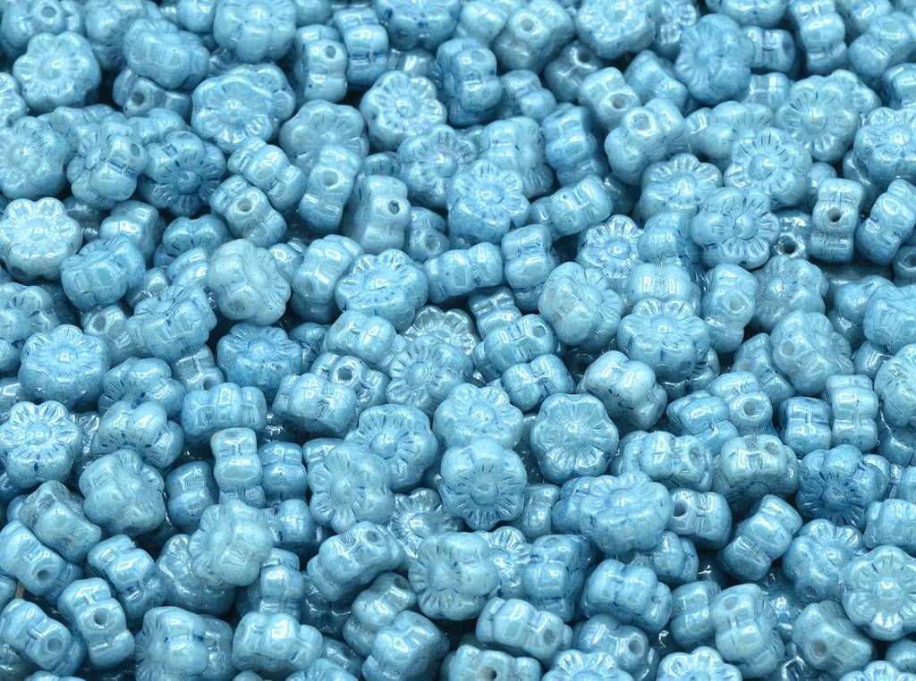 花珠,粉笔白光泽蓝色全涂层(03000-14464),玻璃,捷克共和国