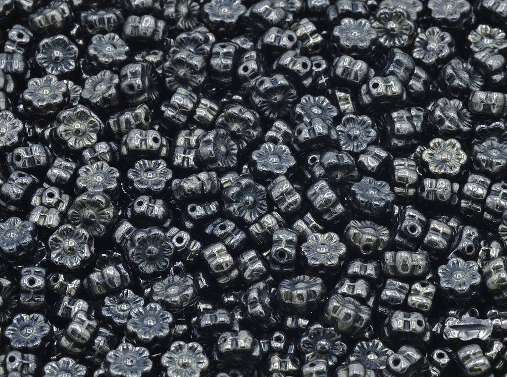 花形珠子,黑紫色(23980-15726),玻璃,捷克共和国