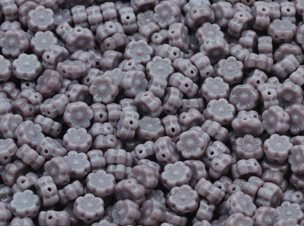 Flower Beads, Opaque Amethyst (23030), Glass, Czech Republic
