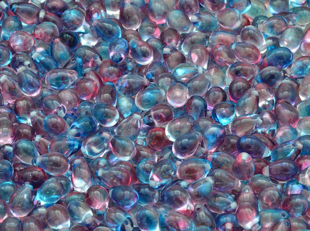 Drop Beads, Crystal Blue-Red Transparent Dyed (00030-48013), Glass, Czech Republic