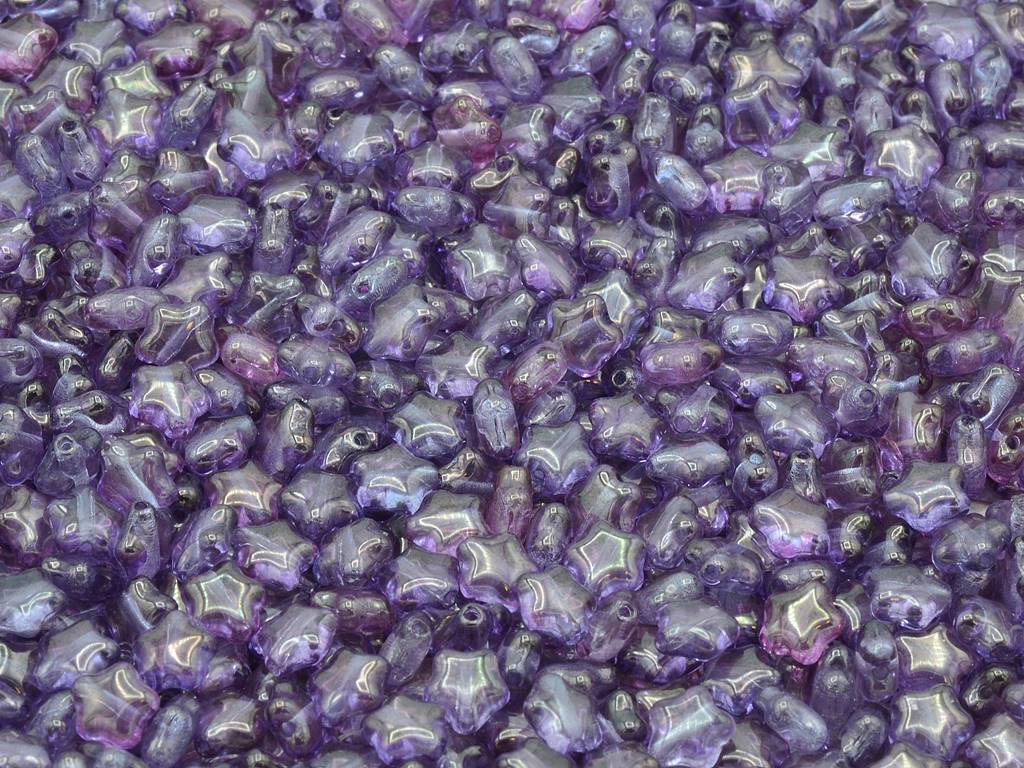 Flat Star Beads, Crystal Purple (00030-15726), Glass, Czech Republic