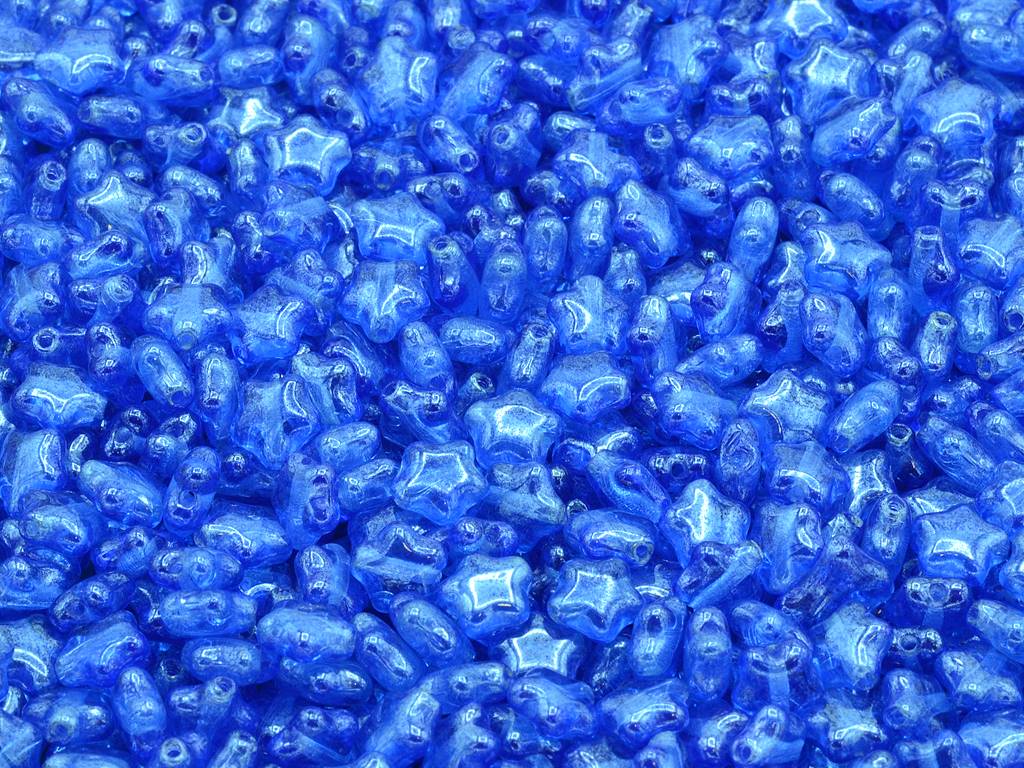 Flat Star Beads, Cobalt Hematite (30050-14400), Glass, Czech Republic