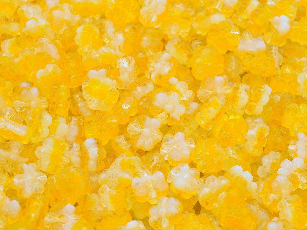 フラワービーズ、ミックスカラーズルティ(MIx-ZLUTY)、ガラス、チェコ共和国