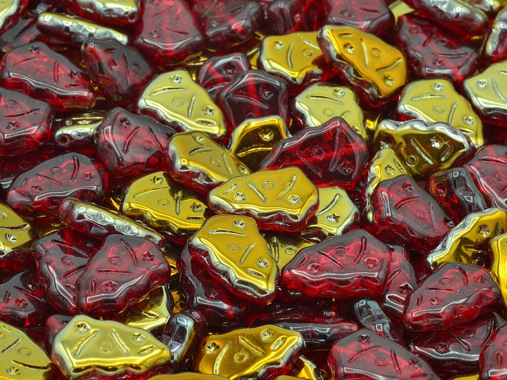 クリスマスツリービーズ、ルビーレッドクリスタルブロンズカプリ(90080-22601)、ガラス、チェコ共和国